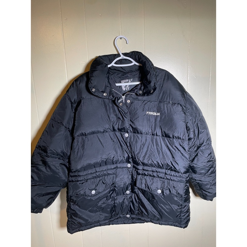 Tyrolia Mens Full Zip Snap Front High Collar Outdoor Puffer Jacket Black M